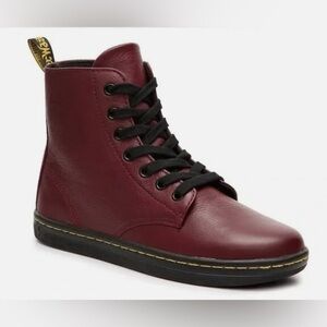 Dr. Martens Leyton Red Leather Oxford Combat Boots Women’s Size 6